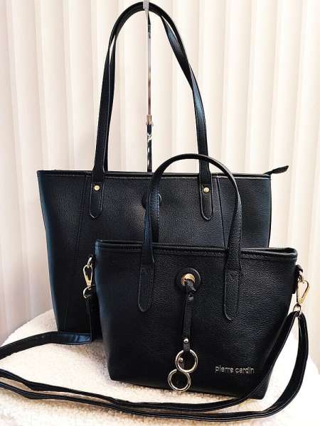 Pierre Cardin torba 2w1 shopper i mini shopper czarna