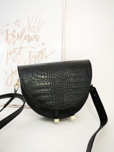 Laura Biaggi torebka listonoszka czarna skórzana croco