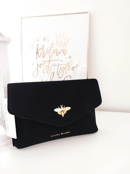 Laura Biaggi torebka kopertówka pszczółka czarna ekozamsz