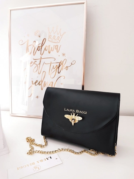 Laura Biaggi torebka wizytowa czarna pszczółka  