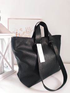 Laura Biaggi torba shopper skórzana czarna