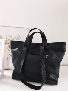 Laura Biaggi torba shopper skórzana czarna