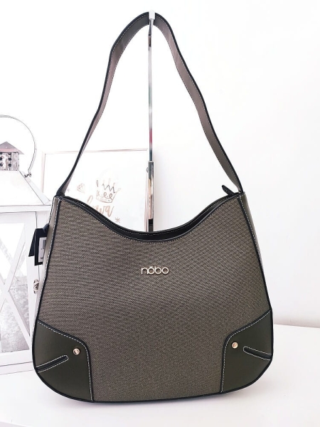 Nobo torebka na ramię zielona z przeszyciami 