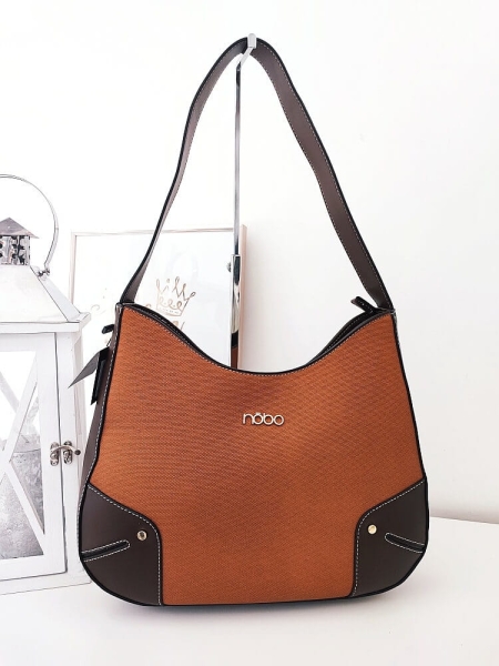 Nobo torebka na ramię brązowa z przeszyciami