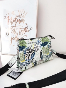 Nobo torebka listonoszka trzykomorowa zielona print