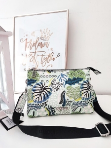 Nobo torebka listonoszka trzykomorowa zielona print