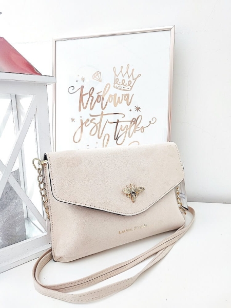 Laura Biaggi torebka kopertówka pszczółka beżowa ekozamsz