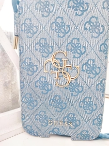 Guess mini torebka case na telefon niebieska logowana