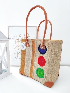 Torebka koszyk madagaskar z żółtym S