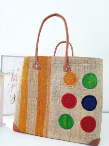 Torebka koszyk madagaskar z żółtym L