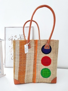 Torebki koszyki Madagaskar z żółtym - zestaw S, M, L