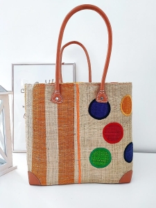 Torebki koszyki Madagaskar z żółtym - zestaw S, M, L