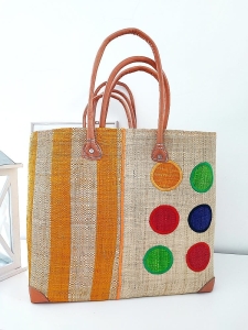 Torebki koszyki Madagaskar z żółtym - zestaw S, M, L