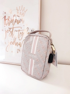 Guess kosmetyczka-organizer na kable różowa logowana