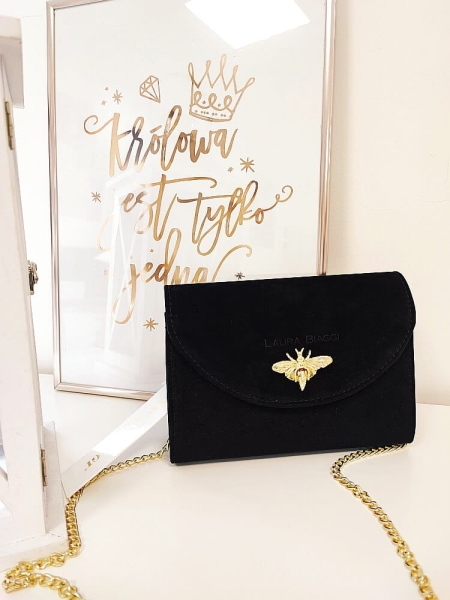 Laura Biaggi torebka wizytowa czarna pszczółka ekozamsz