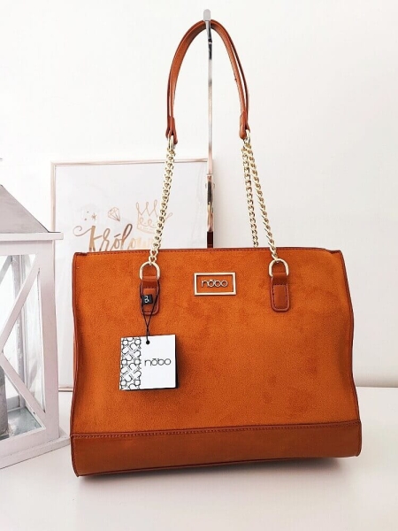 Nobo torebka shopper camelowa ekozamsz łańcuszki