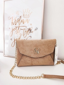 Laura Biaggi torebka kopertówka ciemnobeżowa ekozamsz 