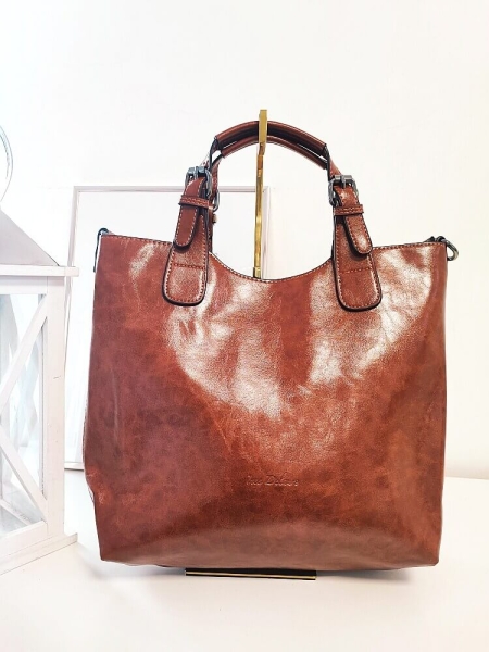 Ines Delaure torebka shopper camelowa