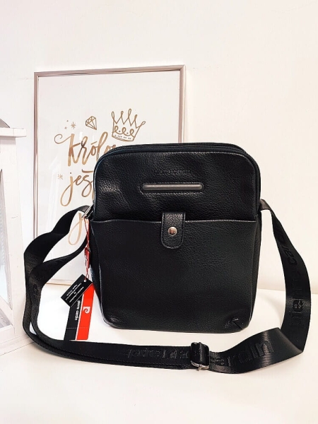 Pierre Cardin torba listonoszka męska trzykomorowa czarna 