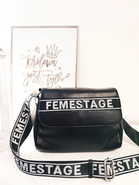 Eva Minge torebka listonoszka czarna ze srebrnym z klapką