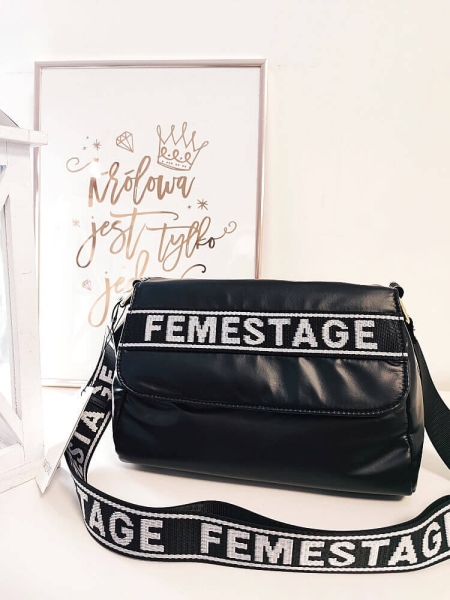 Eva Minge torebka listonoszka czarna ze złotym z klapką 