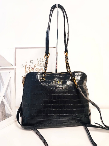 Nobo torebka shopper kuferek czarna design lakierowana