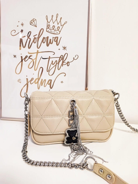 Massimo Contti torebka listonoszka beżowa pikowana z klapką miś