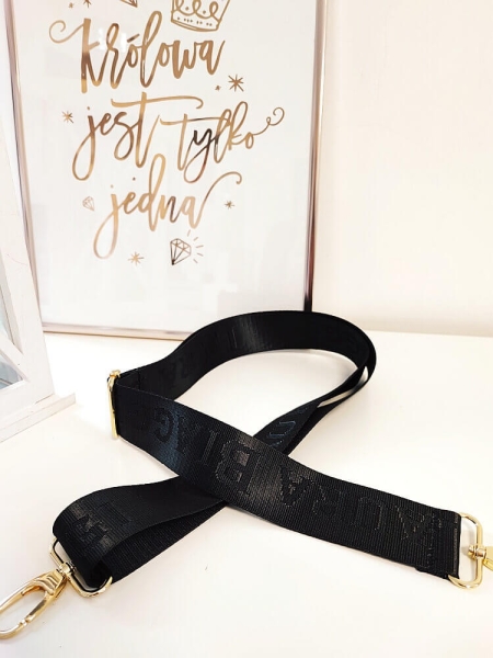 Laura Biaggi pasek do torebki czarny złoty 