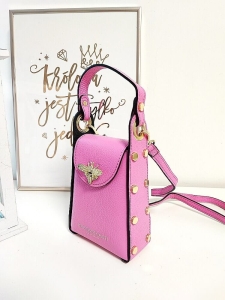 Massimo Contti mini torebka rowerówka skórzana różowa pszczółka