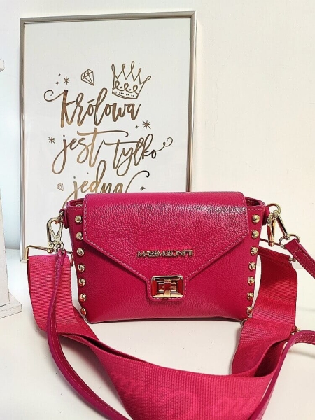 Massimo Contti listonoszka skórzana fuksja z klapką dżety 