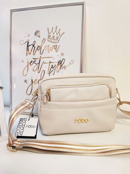 Nobo torebka listonoszka jasnobeżowa zip z kieszeniami 