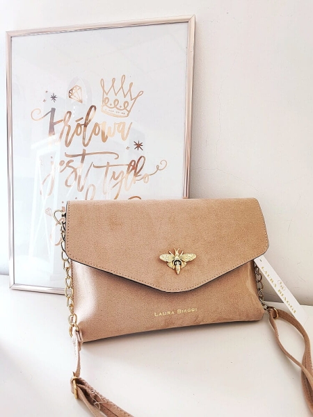 Laura Biaggi torebka kopertówka pszczółka beżowa ekozamsz