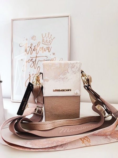 Massimo Contti torebka listonoszka rowerówka z wymienną klapką 2w1 złota marmurek