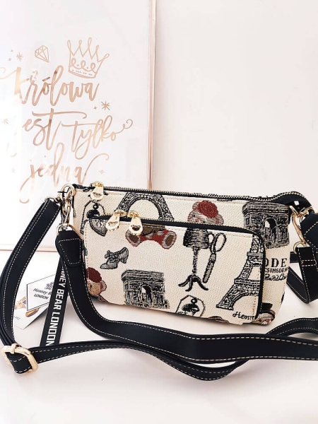 Henney Bear London torebka listonoszka z portfelem beżowa w misie