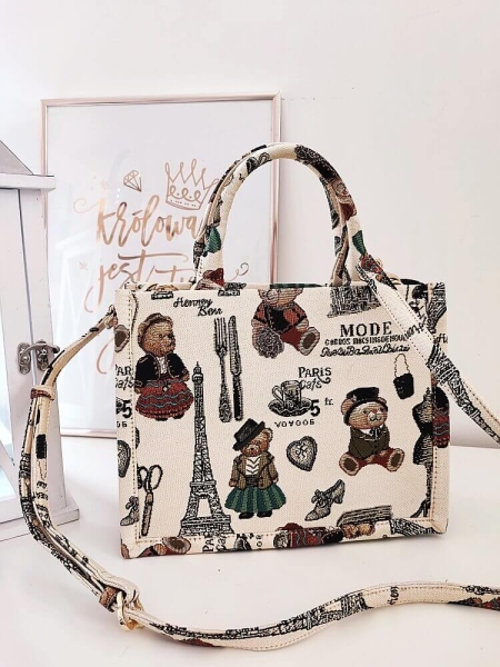 Henney Bear London torebka mini shopperka beżowa w misie