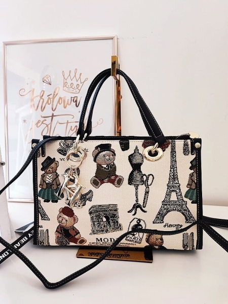 Henney Bear London torebka mini shopperka beżowa w misie