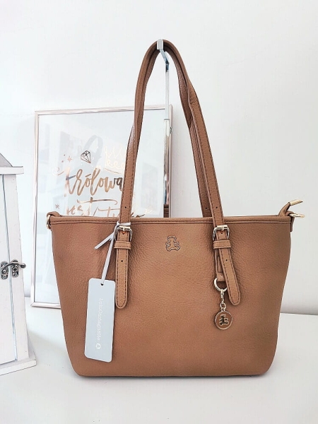  Lulu Castagnette torebka mini shopper beżowa zip 
