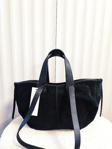 Laura Biaggi torba mini shopper zamszowa czarna