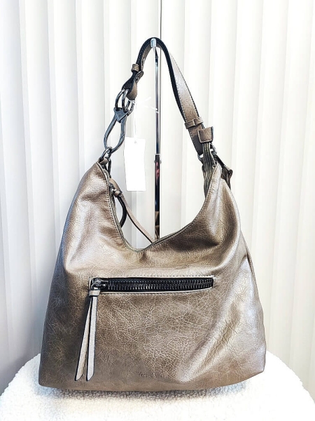 Ines Delaure torebka shopper worek taupe z kieszenią