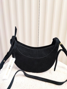 Laura Biaggi torebka listonoszka zamszowa czarna półokrągła