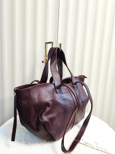 Laura Biaggi torba mini shopper skórzana bordowa