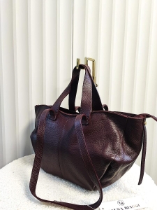 Laura Biaggi torba mini shopper skórzana bordowa