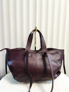 Laura Biaggi torba mini shopper skórzana bordowa