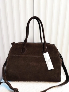 Laura Biaggi torba shopper kuferek brązowa zamszowa