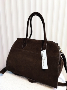 Laura Biaggi torba shopper kuferek brązowa zamszowa