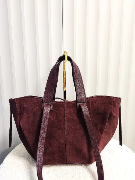 Laura Biaggi torba mini shopper zamszowa bordowa