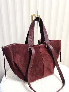 Laura Biaggi torba mini shopper zamszowa bordowa