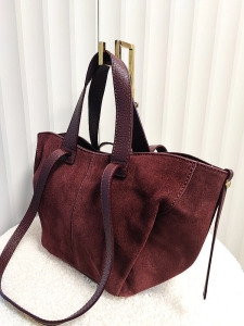 Laura Biaggi torba mini shopper zamszowa bordowa