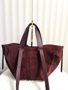 Laura Biaggi torba mini shopper zamszowa bordowa
