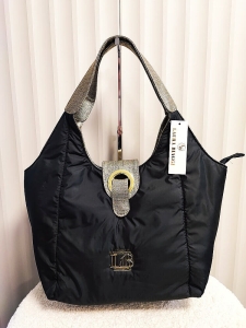 Laura Biaggi torba shopper na ramię czarna ze złotym